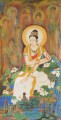 Goldener Lotus handbemalter Kwan Yin Bodhisattva Buddhismus